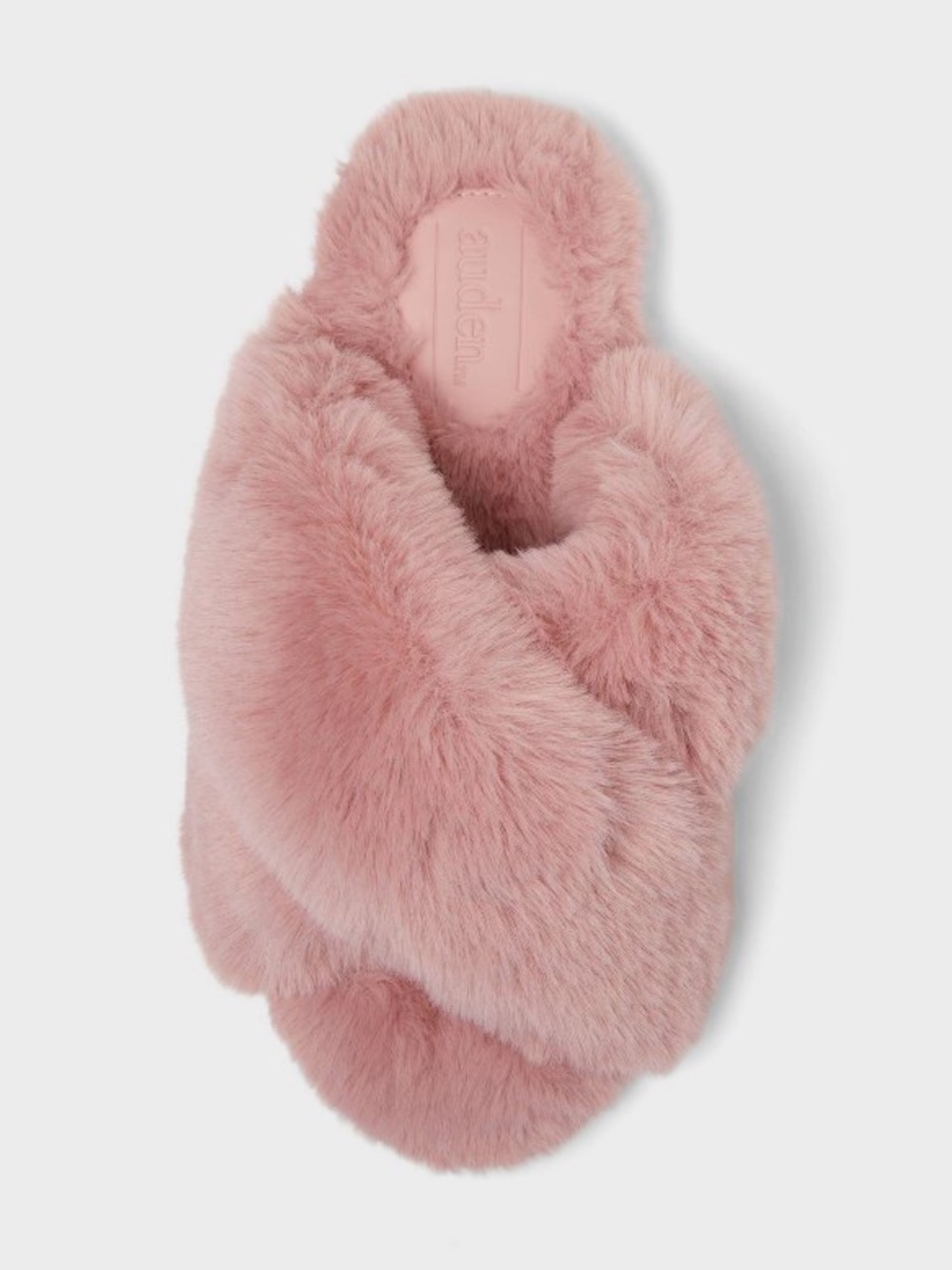 *NWT* Auden Plush Faux Fur Crisscross Slide Slippers in Blush Pink (Size S- 5/6)